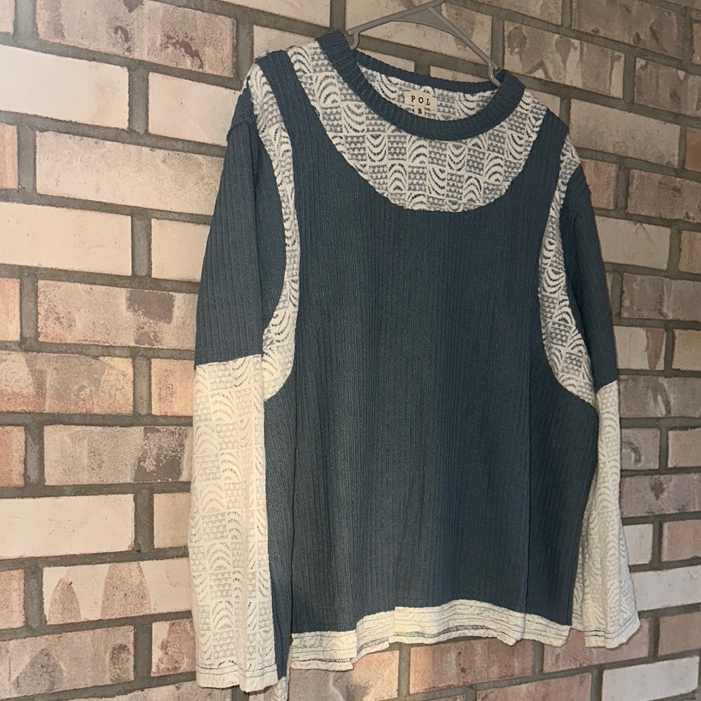 POL NWT Blue and White Lace Shirt Size L - Picture 4 of 9